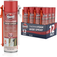 Kraken Spray Foam Insulation Fire Rated Wide Spray Expanding ThermaFoam 12×16 oz
