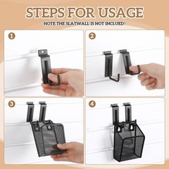 6 Pcs Slatwall Bins Pencil Holder with J Hooks Wall Mount Metal Slatwall Bin …