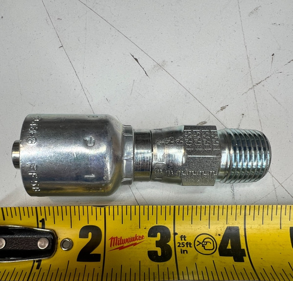 11343-8-8 Parker 1/2″ Male NPTF Pipe Swivel x 1/2″ Hose Crimp Fitting Straight