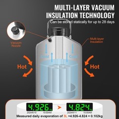 VEVOR Liquid Nitrogen Tank 3 L Aluminum Alloy LN2 Container Dewar 6 Canisters