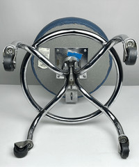 Vintage IE Industries Rolling Medical Chair Stool Chrome Blue Upholstery USA