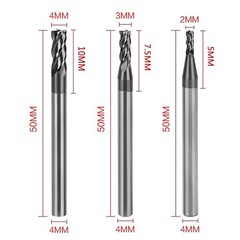 8pcs 2-12mm CNC Square Nose End Mills,Carbide Tungsten Steel 4 Fultes Milling