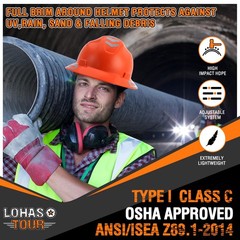 Full Brim Hard Hat Safety Helmet Vented ANSI Z89.1 Approved OSHA Hard Hats Const