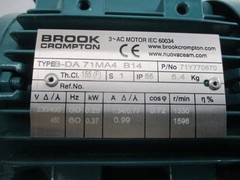 BROOK CROMPTON B-DA71MA-4 230/400-460V 1.34/0.77-0.99A NSMP
