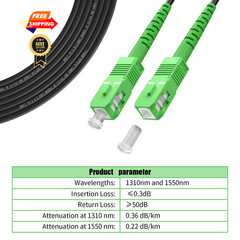 Fibergaga-15M(50ft) SCA to Outdoor Fiber Optic Cable, 15 meters, Black