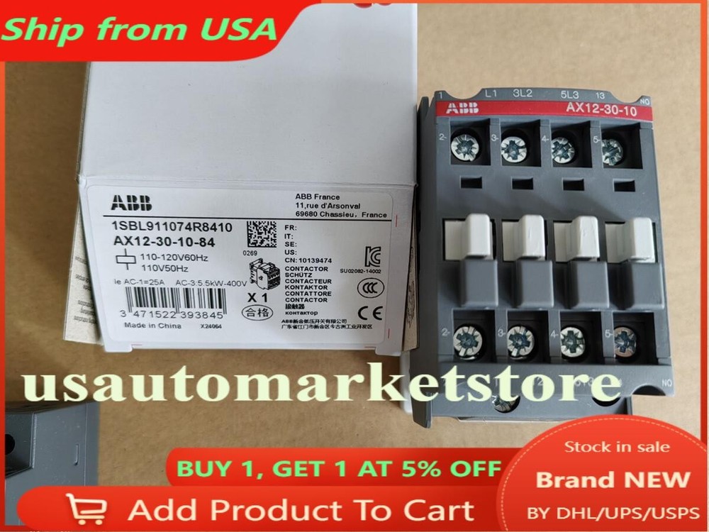 NEW ABB Contactor AX12-30-10-84 AC 110V 50/60Hz AX12-30-10 US Free TAX