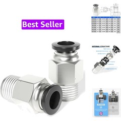 Male Straight 1/4 Inch Tube OD x 1/8 Inch NPT Thread Push to Connect Fittings…