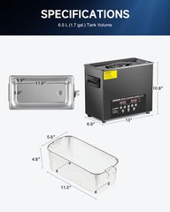 CREWORKS 6L Ultrasonic Cleaner Black Titanium Steel 600W Heater w/ Digital Timer
