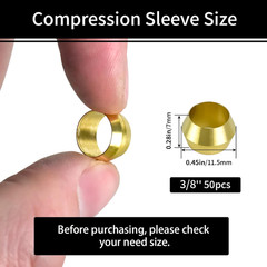 Brass Compression Ferrules Kit – 50 Pieces 3/8 Inch Inch 50 pcs