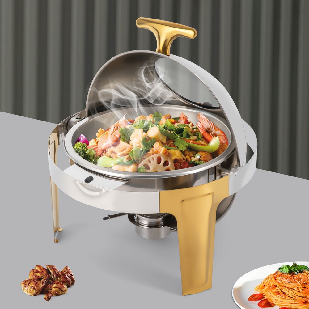 6L/6.3QT Roll Top Chafing Dish Food Warmer Buffet Set Servers for Parties