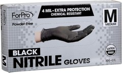 ForPro Nitrile Gloves Chemical Resistant PowderFree Black Medium 1000Count