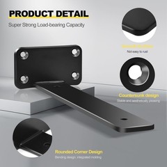 10 Pack – 10 Inch Black Hidden L Shelf Bracket Iron Floating Shelf Brackets