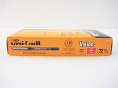 Uni-ball Onyx RED INK Fine Point Roller Ball Pen, One Dozen 12-Pens, New (60117)