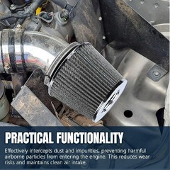 Universal Clamp-On Air Intake Filter, 76 89 102MM (3/3.5/4in) Hi Color: Silver