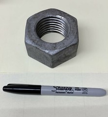 (1) 2”-4 1/2 Hex Nuts Grade 2 Hot Dip Galvanized fits all 2″-4.5 bolts Large