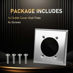 2 Gang Single Hole Outlet Cover Wall Plate&4 Screws for HBL9450A 14~50R Hubbell