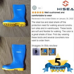 HISEA Men Waterproof Steel Toe Rain Boots Knee Hign Industrial Safety Work Boots