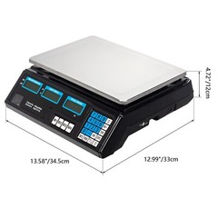 US 40kg/5g Digital Price Computing Scale Black for Vegetable Food US Plug w/ LCD