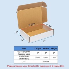 Shipping Boxes 7x5x2″ 25 Pack – White Corrugated Cardboard Box Mailers for Sm…
