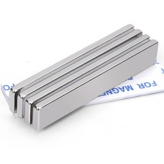 Strong Neodymium Bar Magnets with Adhesive – 4 Pack, 60x10x3 mm, Rust Resistant