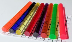 8 DIFFERENT 1” INCH DIAMETER CLEAR ACRYLIC RODS BLUE RED PINK PURPLE GREEN AMBER
