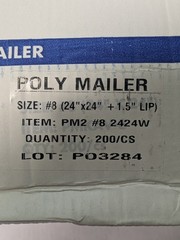 Case 200 Poly Mailers 24×24 White Heavy Duty Shipping Bags Envelopes #8 PMKAV-8