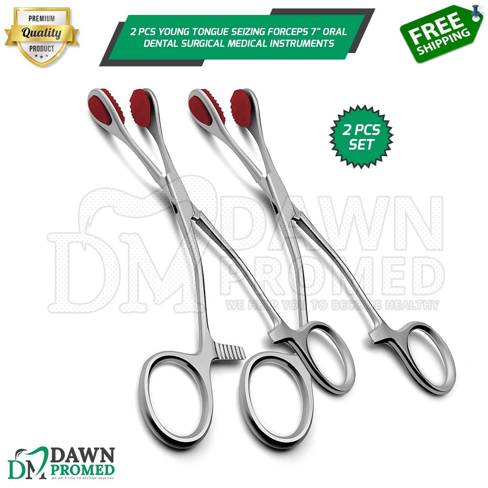 2 Pcs Young Tongue Seizing Forceps 7″ Oral Dental Surgical Medical Instruments