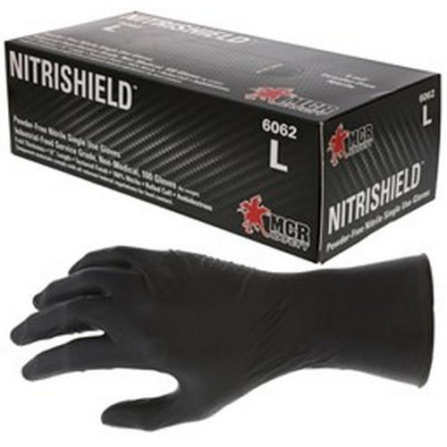 MCR Safety 6062 NitriShield™ Stealth™ 12″ 6 mil Black Disposable Powder-Free