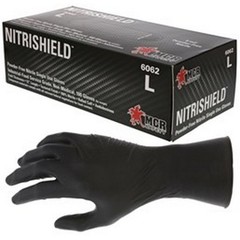 MCR Safety 6062 NitriShield™ Stealth™ 12″ 6 mil Black Disposable Powder-Free