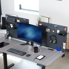 VIVO Dual Steel Clamp-on 60″ x 24″ Desktop Pegboard, Magnetic Privacy Panel