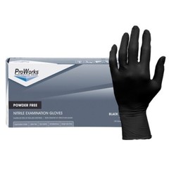 ProWorks GL-N107FM Gloves; Black Nitrile Powderfree- MEDIUM