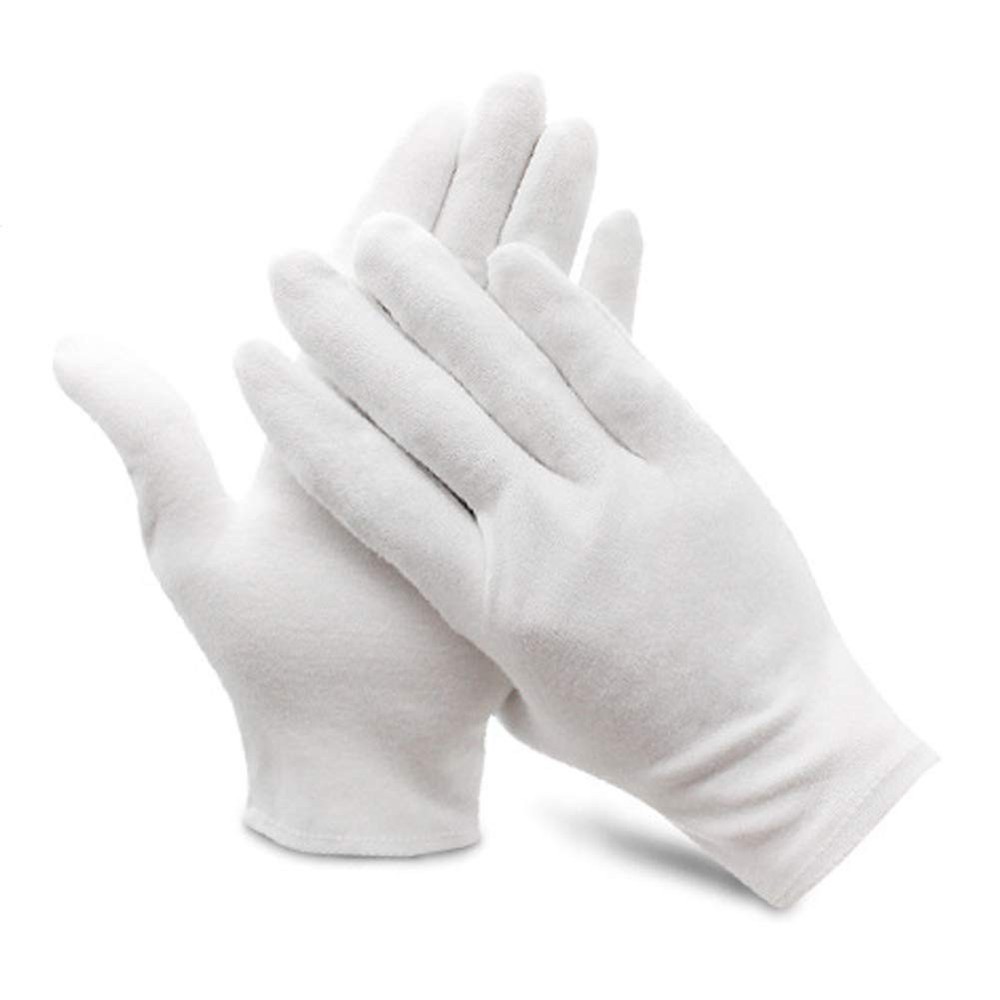 6 Pairs Soft White Cotton Gloves for Cosmetic Moisturizing Coin Jewelry Inspe…