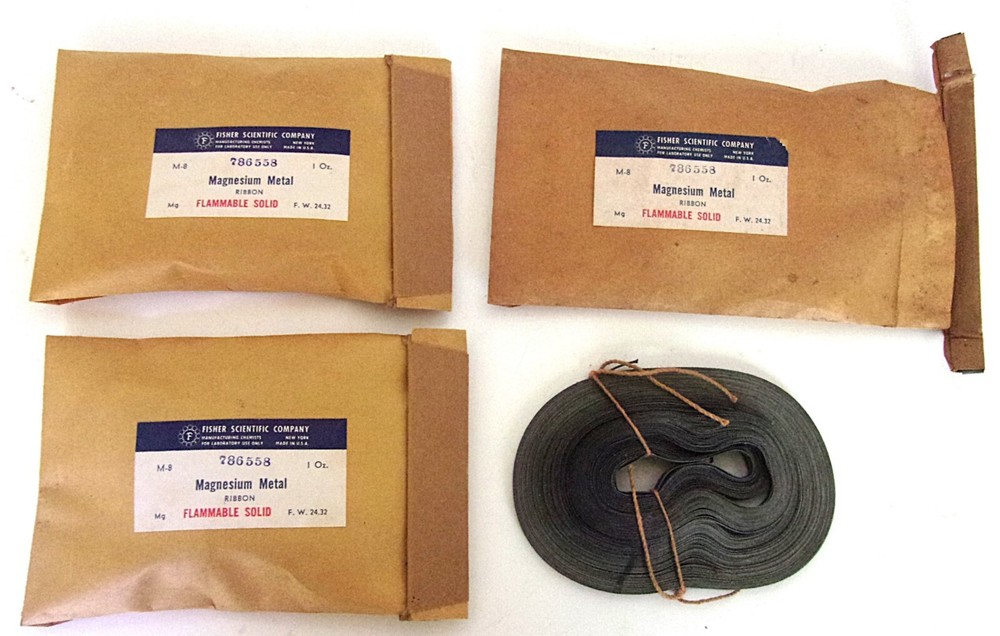 Vintage FISHER SCIENTIFIC #786558 Magnesium Ribbon Metal 1 oz. PACK OF 3