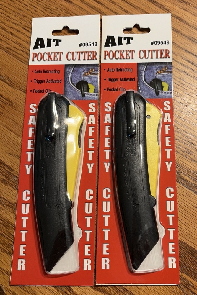 Ait Pocket cutter Lot Of Two Auto Retracting Safety Box Cutter