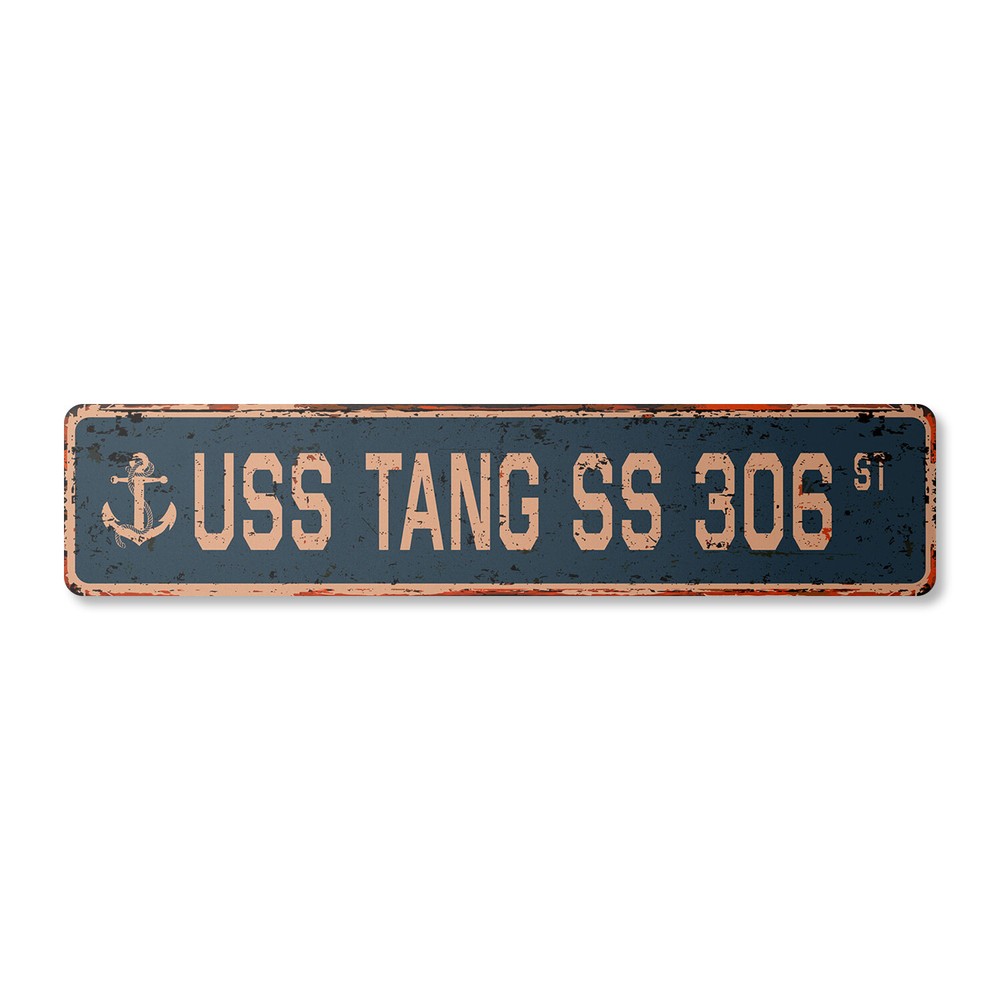 USS TANG SS 306 Vintage Street Sign us navy ship veteran sailor rustic gift