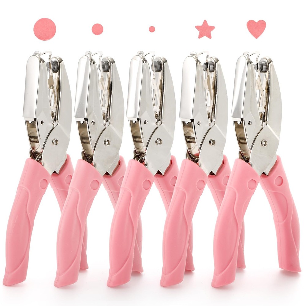 5 Pack Single Hole Punch Metal Handheld Small Hole Puncher with Soft Grip, St…