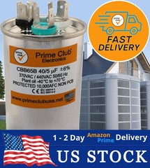 40+5 uF ±6% 370V/440VAC Dual Round Capacitor Carrier Lennox Goodman Genteq Trane