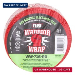 WarriorWrap General 3/4 in. x 60 ft. 7 mil Vinyl Electrical Tape, Red