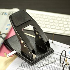 Sleek Black Heavy Duty 2-Hole Punch – Ergonomic, Compact, 5-Sheet Capacity