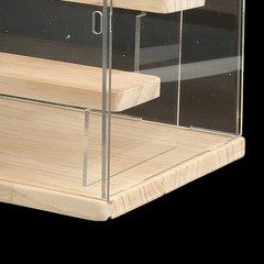 4-Tier Wood+Acrylic Display Case Stable Dustproof Box Ornament Display Shelf New