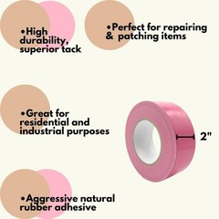 12 Rolls – 2 Inch x 60 Yards, 9 Mil Pink Utility Grade Duct Tape Adhesive Tapes