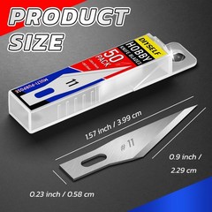 Diyself 50 Pcs Exacto Knife Blades High Carbon Steel 11 Blades Refill Art Blade