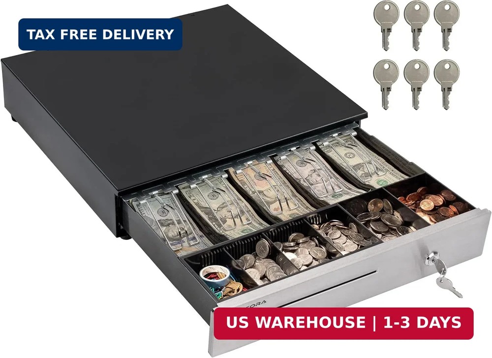 Volcora Cash Register Drawer for (POS) Point of Sale System 16″, Stainless Steel