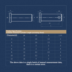 Flat Head Clevis Pins Through Hole 304 Stainless Steel With Cotter Pin Φ6/8/10mm
