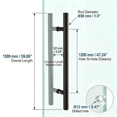 TOGU TG-6012 60-Inch Double-Sided Push Pull Door Handle, Matte Black SUS304 S…