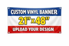 Custom Banner 21×48 Personalized Vinyl Banner Business Party Sign Made in USA
