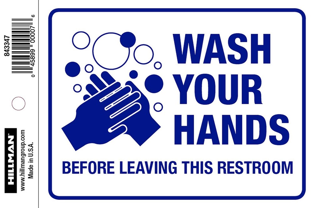 843347 Wash Your Hands Adhesive Sign 4-inch x 6-inch