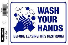843347 Wash Your Hands Adhesive Sign 4-inch x 6-inch
