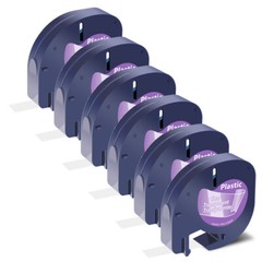 6PK Refills Label 1/2″ Black on Clear Tape 16952 for Dymo LetraTag LT-100H