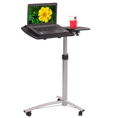 Leadzm Mobile Laptop Table Stand Tilting Overbed Desk Rolling Cart with Black
